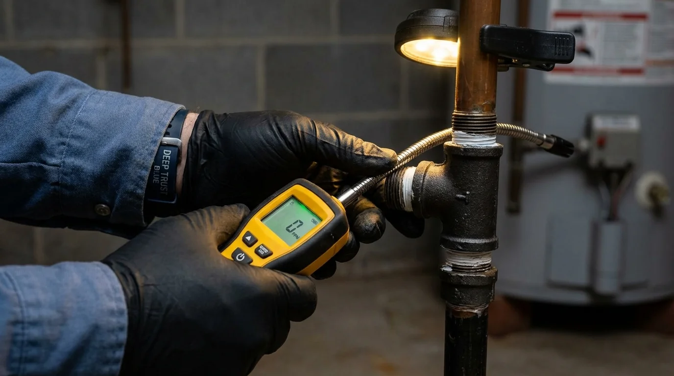 Gas leak detection with electronic sniffer by Johns Plumbing LLC in Gruver