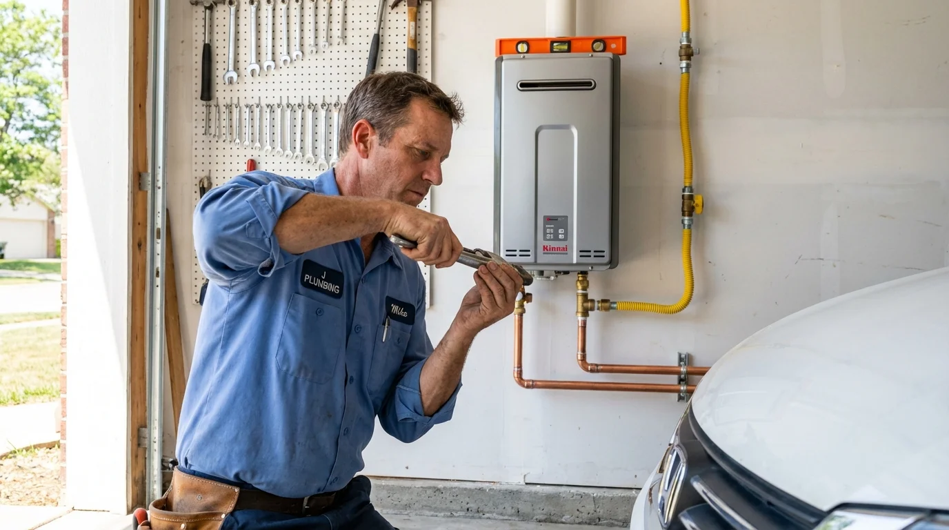 Tankless water heater installation by a Johns Plumbing LLC plumber in Gruver